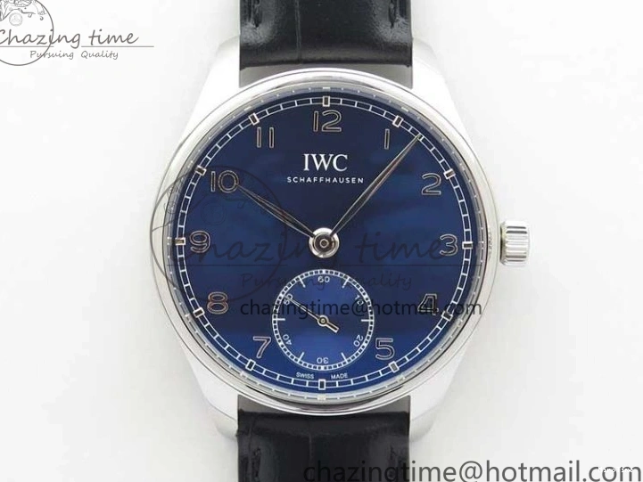 MIROTIME 0519 TimelessDesign Portuguese IW358304 ZF 1:1 Best Edition SS Blue Dial on Leather Strap A 7078